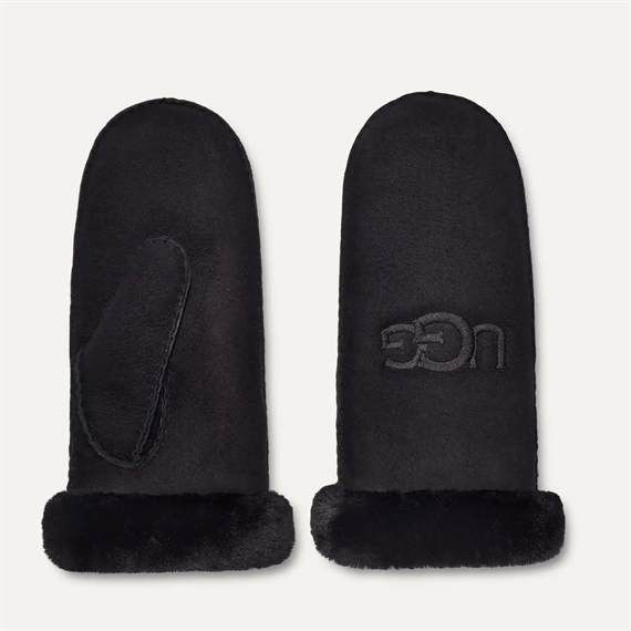 UGG Sheepskin Embroider Mitten Luffer, Sort 